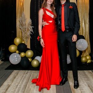 Jessica Angel dress, prom dress in Red and daring cutouts! Stunning! XS